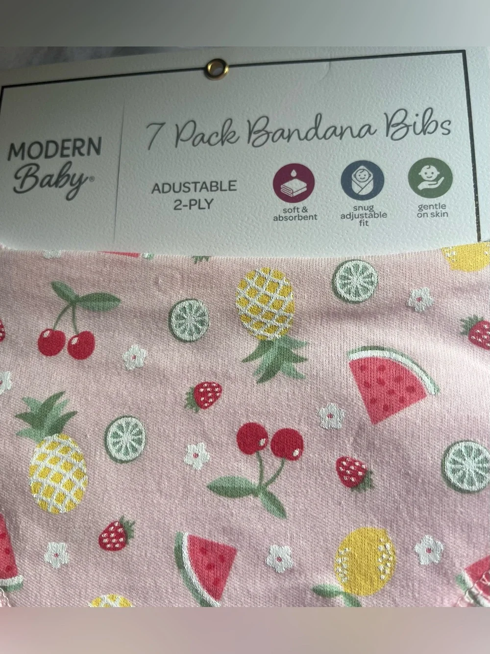 Modern Baby 7 Pack 2 Ply adjustable Bandana Bibs